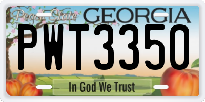 GA license plate PWT3350