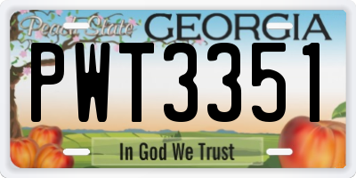 GA license plate PWT3351