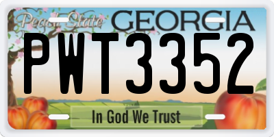 GA license plate PWT3352