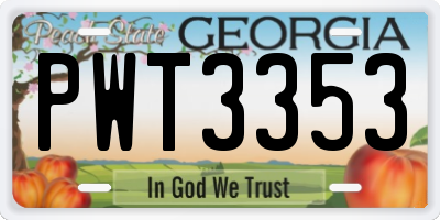 GA license plate PWT3353