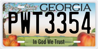 GA license plate PWT3354