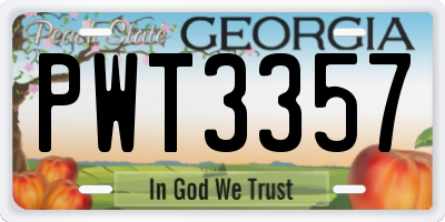 GA license plate PWT3357