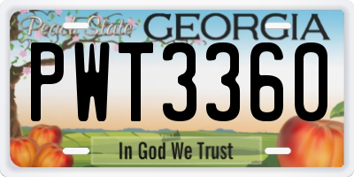 GA license plate PWT3360