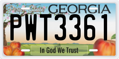 GA license plate PWT3361