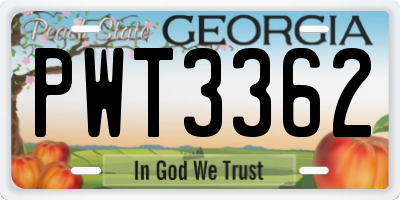 GA license plate PWT3362
