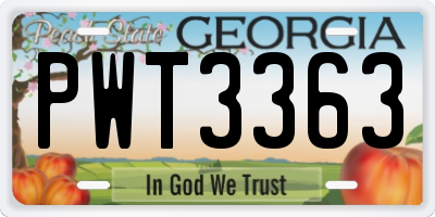 GA license plate PWT3363