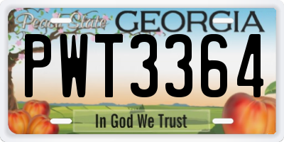 GA license plate PWT3364