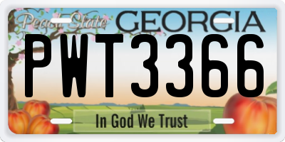 GA license plate PWT3366