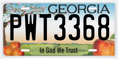 GA license plate PWT3368