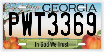 GA license plate PWT3369