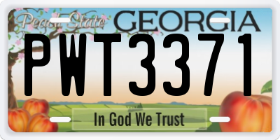 GA license plate PWT3371