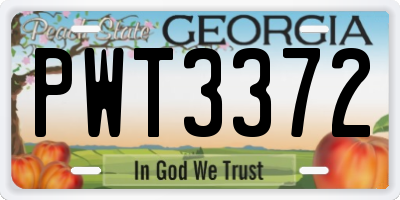 GA license plate PWT3372