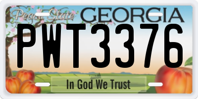 GA license plate PWT3376