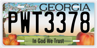 GA license plate PWT3378