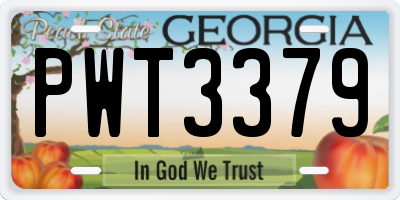GA license plate PWT3379
