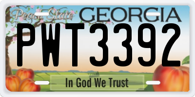 GA license plate PWT3392