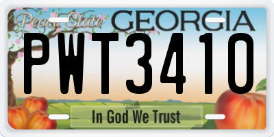 GA license plate PWT3410