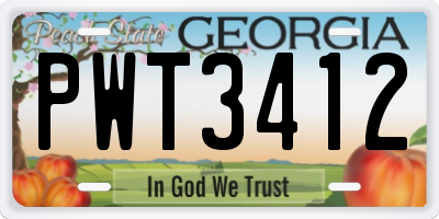 GA license plate PWT3412