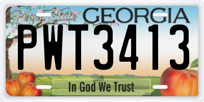 GA license plate PWT3413