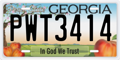GA license plate PWT3414