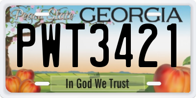 GA license plate PWT3421