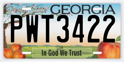 GA license plate PWT3422