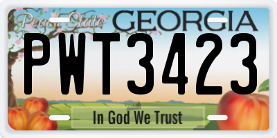 GA license plate PWT3423
