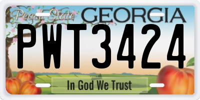 GA license plate PWT3424