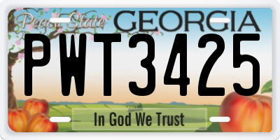 GA license plate PWT3425
