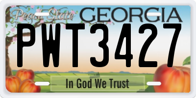 GA license plate PWT3427