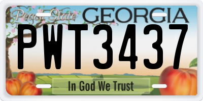 GA license plate PWT3437