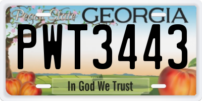 GA license plate PWT3443