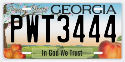 GA license plate PWT3444