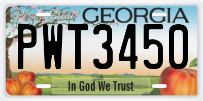 GA license plate PWT3450