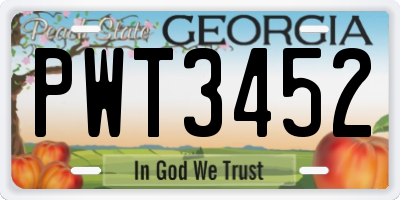 GA license plate PWT3452