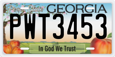 GA license plate PWT3453