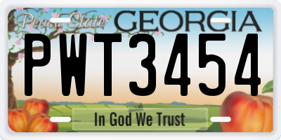 GA license plate PWT3454