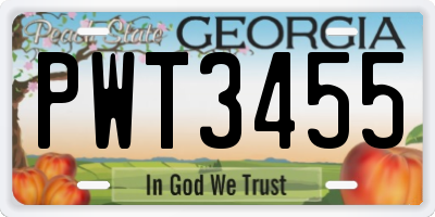 GA license plate PWT3455