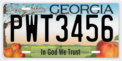 GA license plate PWT3456
