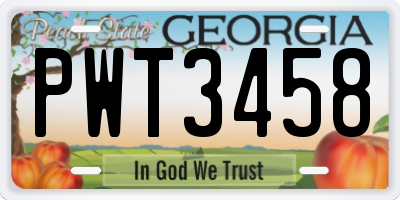 GA license plate PWT3458