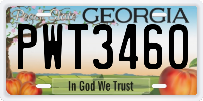 GA license plate PWT3460
