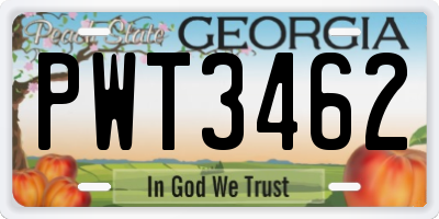 GA license plate PWT3462