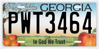 GA license plate PWT3464