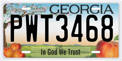 GA license plate PWT3468