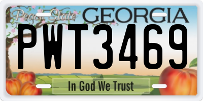 GA license plate PWT3469