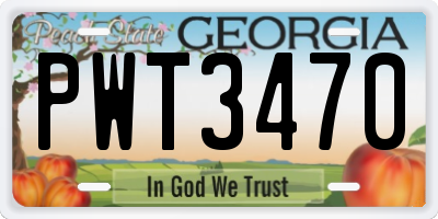 GA license plate PWT3470