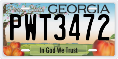 GA license plate PWT3472