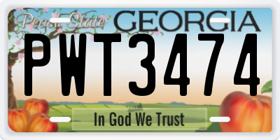 GA license plate PWT3474