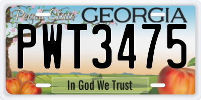 GA license plate PWT3475