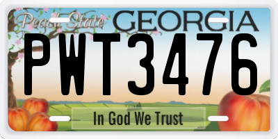 GA license plate PWT3476
